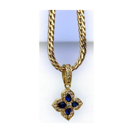 Medalla flor azul de oro 18k 2